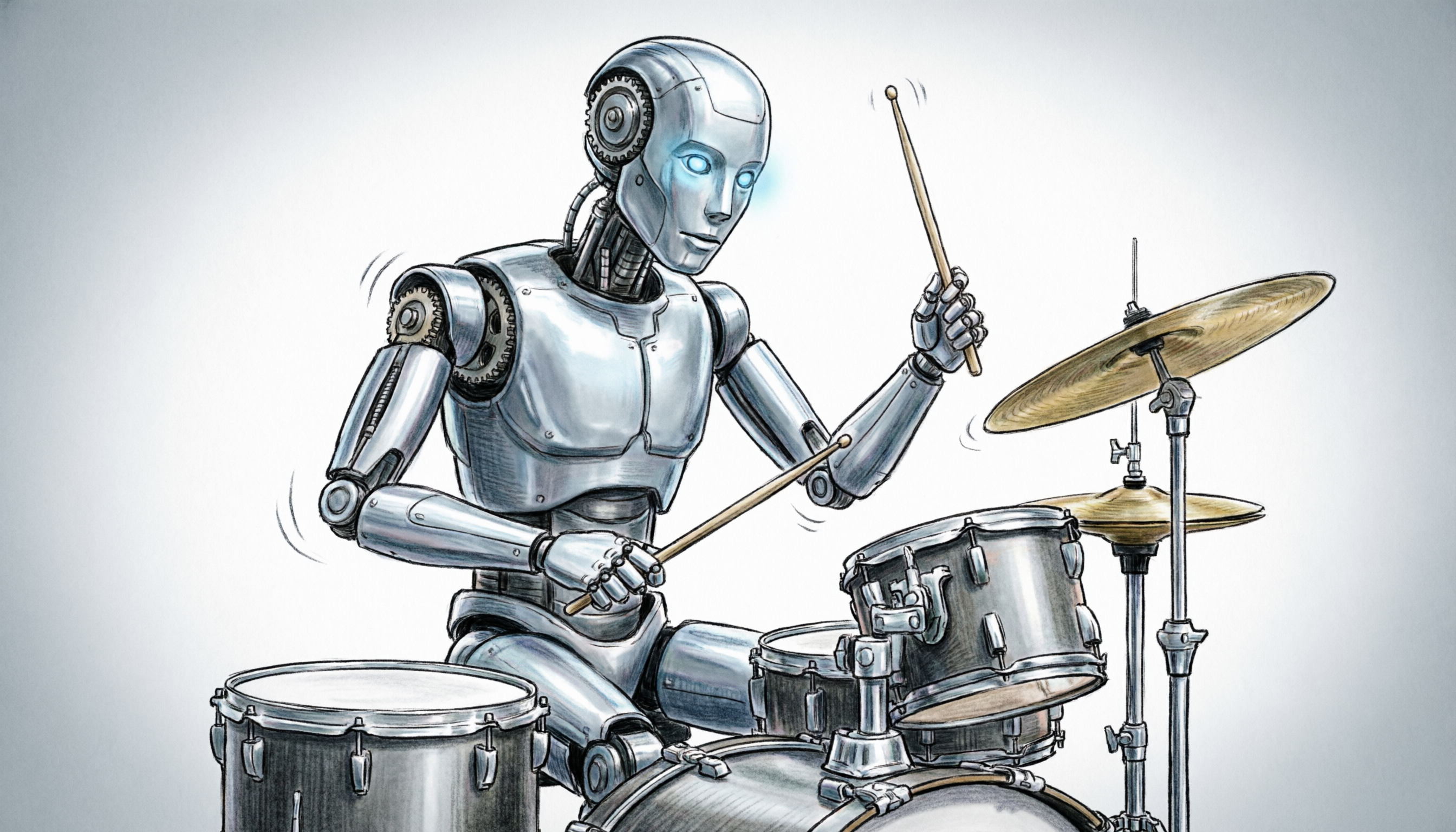 robot play drums